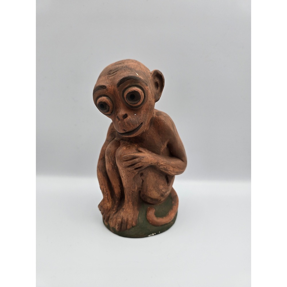 Unique chalkwear Monkey Figurine Whimsical Rustic 1960s, Don't touch my Monkey.